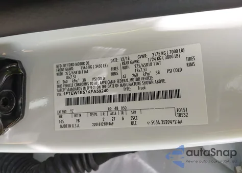 2019 Ford F-150 Xlt из США, поврежденный, VIN 1FTEW1E57KFA59240